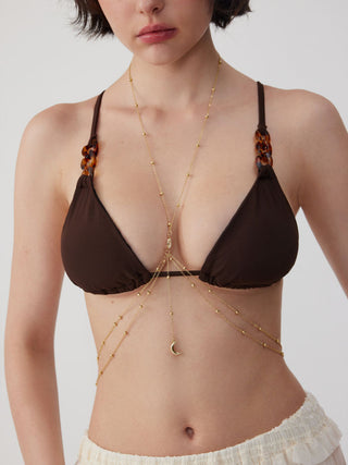 MOON & FAUX PEARL BODY CHAIN