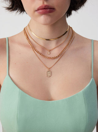 SUN & RHINESTONE LAYERED NECKLACE