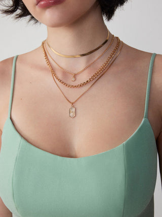 SUN & RHINESTONE LAYERED NECKLACE