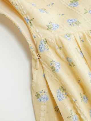 Cotton-blend Sculptural Halter Neck Ditsy Floral Shirred Milkmaid Midi Dress