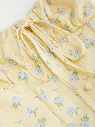 Cotton-blend Sculptural Halter Neck Ditsy Floral Shirred Milkmaid Midi Dress