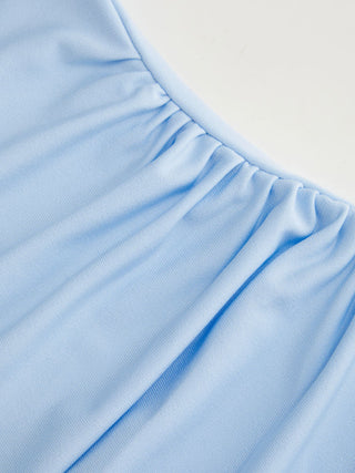 Boat Neck Short Sleeve Ruched A-line Mini Dress