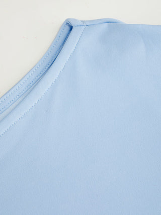 Boat Neck Short Sleeve Ruched A-line Mini Dress