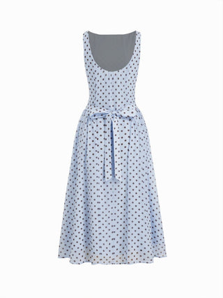 Chiffon Boat Neck Draped A-line Midi Dress