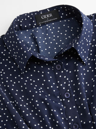 Chiffon Polka Dot Ruched Cinched Waist Batwing Sleeve Blouse