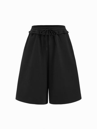 Terry Mid Rise Lettuce Trim Wide Leg Capri Sweatpants