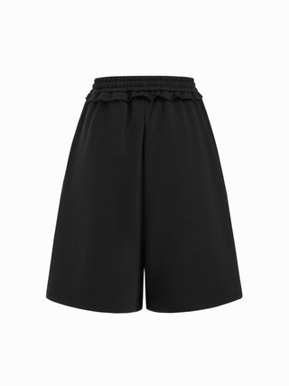 Terry Mid Rise Lettuce Trim Wide Leg Capri Sweatpants