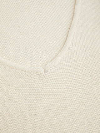 Knit V-Neck Ruffle Sleeve Drawstring Short Sleeve Top