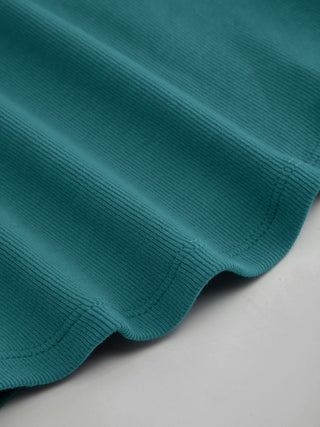 Cotton-blend High Stretch Boat Neck Ribbed Tank Top