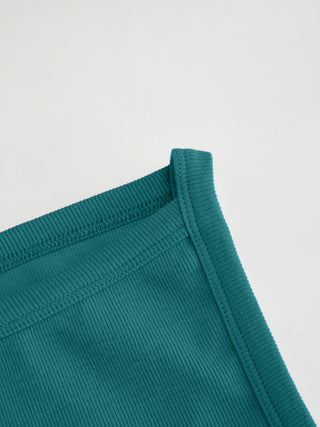 Cotton-blend High Stretch Boat Neck Ribbed Tank Top