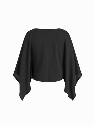 Textured Boat Neck Batwing Sleeve Asymmetrical Oversized Top