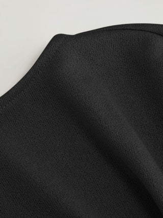 Textured Boat Neck Batwing Sleeve Asymmetrical Oversized Top