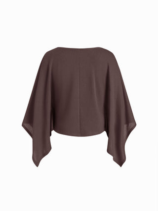 Textured Boat Neck Batwing Sleeve Asymmetrical Oversized Top