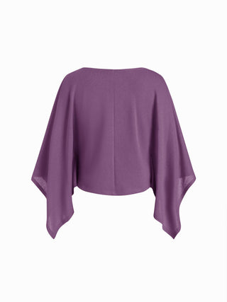 Textured Boat Neck Batwing Sleeve Asymmetrical Oversized Top