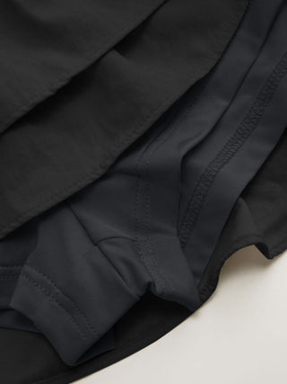 Low Rise Ruffled Metal Detail Layered Mini Skort