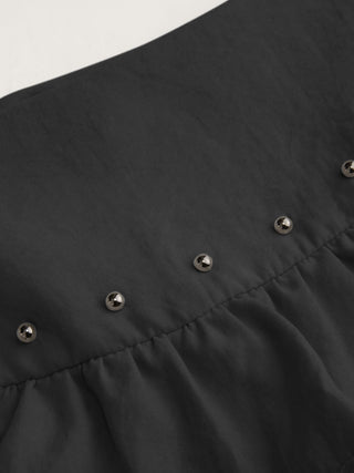 Low Rise Ruffled Metal Detail Layered Mini Skort