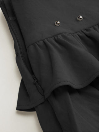 Low Rise Ruffled Metal Detail Layered Mini Skort