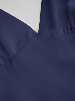Satin V-neck Twist Knotted Flared Maxi Dress