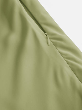 Satin V-neck Twist Knotted Flared Maxi Dress