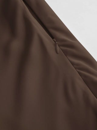 Satin V-neck Twist Knotted Flared Maxi Dress