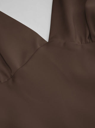 Satin V-neck Twist Knotted Flared Maxi Dress