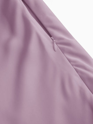 Satin V-neck Twist Knotted Flared Maxi Dress