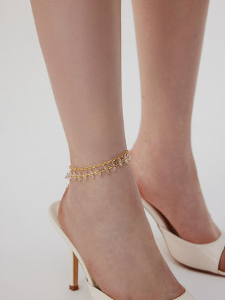RHINESTONE LAYERED ANKLE CHAIN