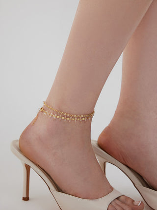 RHINESTONE LAYERED ANKLE CHAIN