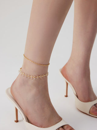 RHINESTONE LAYERED ANKLE CHAIN