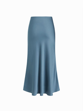 Satin Low Rise Mermaid Maxi Skirt With Belt
