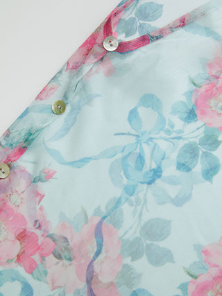 Chiffon Paisley Graphic Boat Neck Oversized Cape Top
