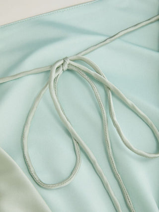 Satin Boat Neck Bell Sleeve Backless Mini Dress