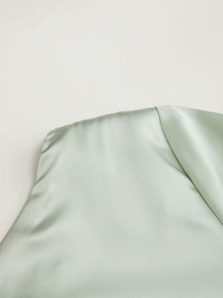 Satin Boat Neck Bell Sleeve Backless Mini Dress