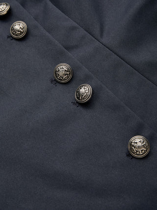 Puff Sleeve Metal Detail Pleated Mini Dress