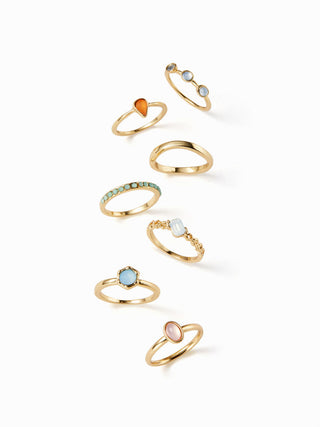 7PCS GEMSTONE RING SET