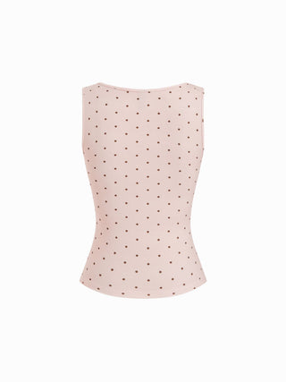 Cotton Scoop Neck Button Front Asymmetrical Hem Crop Top
