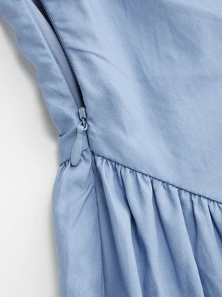 Cotton Scoop Neckline A-line Midi Dress
