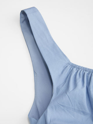 Cotton Scoop Neckline A-line Midi Dress