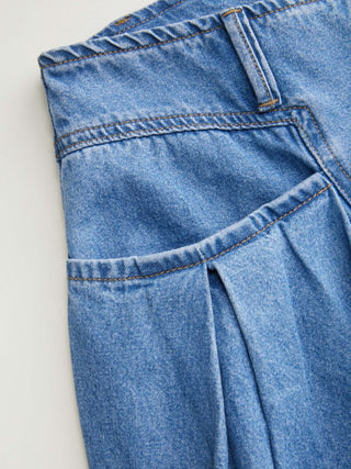 Denim Low Rise Washed Drawstring Barrel-leg Cropped Jeans