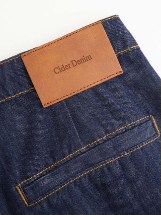 Denim Low Rise Washed Wrap Wide Leg Jeans With Belt