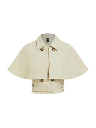 Double-Breasted Cloak Sleeve Jacket With Belt
