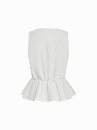 Tie Front V-Neck Peplum Sleeveless Top