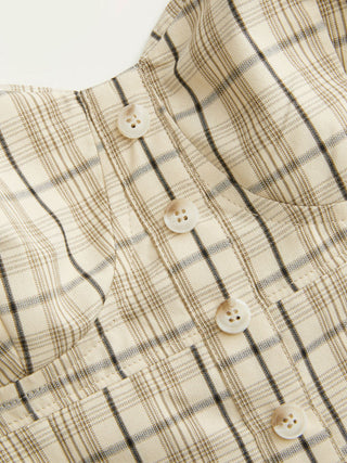 Cotton-blend Plaid Sweetheart Cami Top & Low Rise Bubble Mini Skirt Set