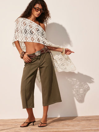 Crochet Knit Crochet Asymmetrical Neck Hollow Out Oversized Cape Top For Daily Casual Vacation