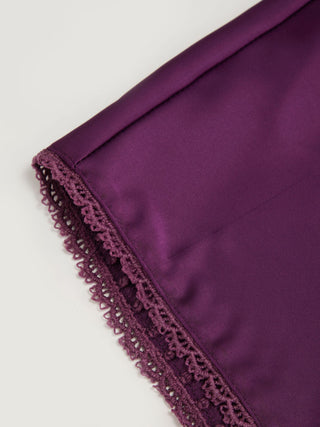 Satin Boat Neck Batwing Sleeve Lace Trim Maxi Dress