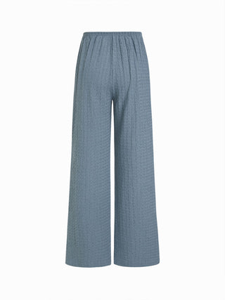 Textured V-neck Vest & Mid Rise Drawstring Wide Leg Trousers Set
