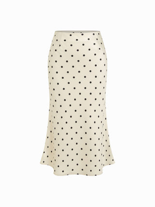 Satin Polka Dot Lace Top & Mid Rise Mermaid Maxi Skirt Set