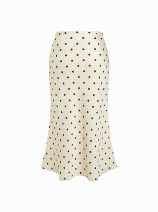 Satin Polka Dot Lace Top & Mid Rise Mermaid Maxi Skirt Set