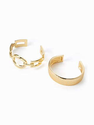 2PCS TEXTURED OPEN BANGLE BRACELET