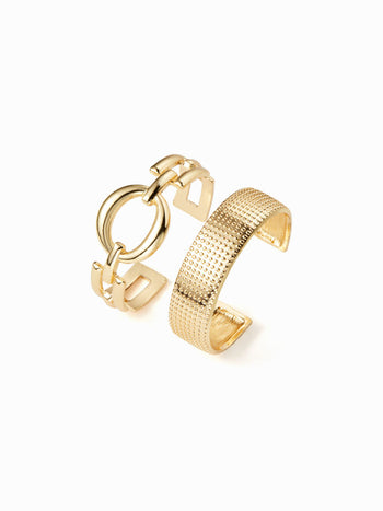 2PCS TEXTURED OPEN BANGLE BRACELET